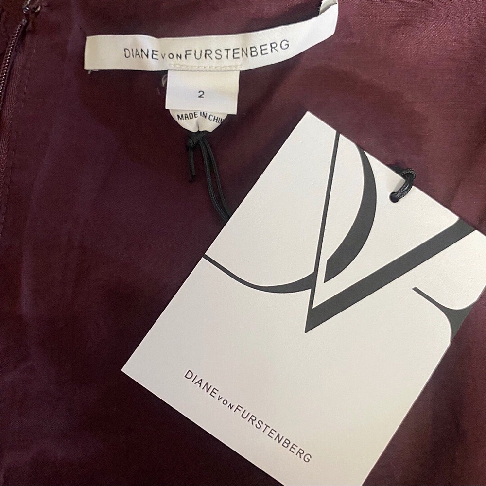 DVF Sarita Flower Lace Dress in Aubergine - Picture 9 of 14